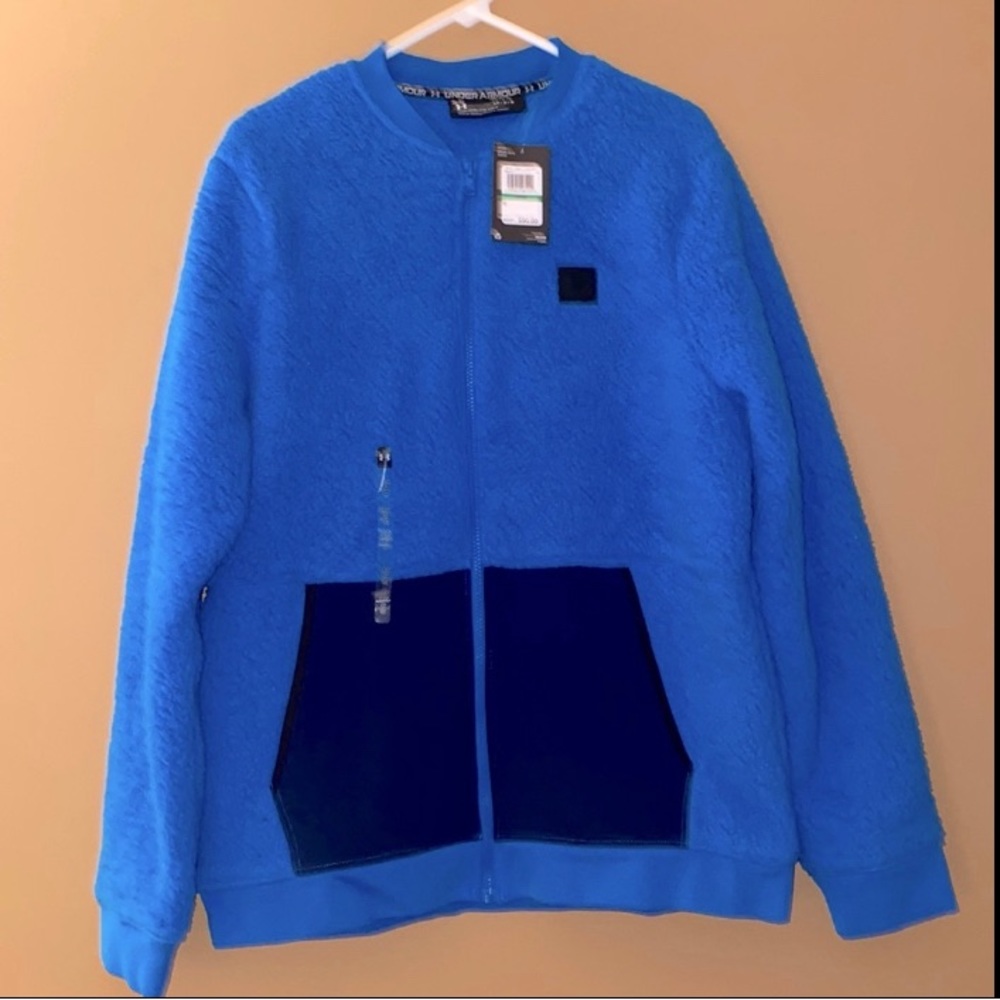 NWT Under Armour Mens Sherpa Full-Zippered Jacket. Bright Royal Blue-Size Large